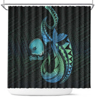 Personalised Hawaii Kure Atoll Shower Curtain Holaniku Coral Reef with Polynesian Tribal LT9 Blue - Polynesian Pride