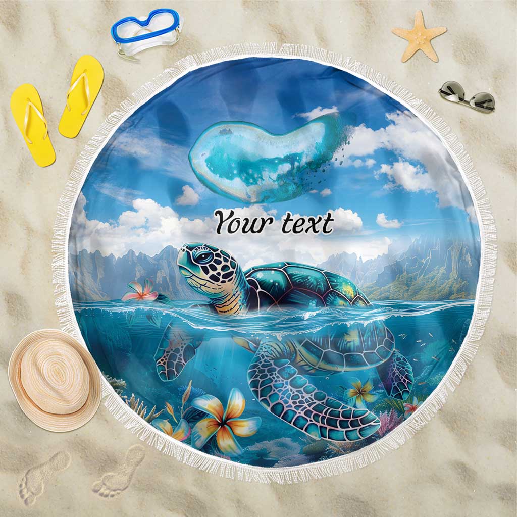 Personalised Palau Kayangel Atoll Beach Blanket Turtle With Coral Reef Under Water LT9 One Size 150cm Blue - Polynesian Pride