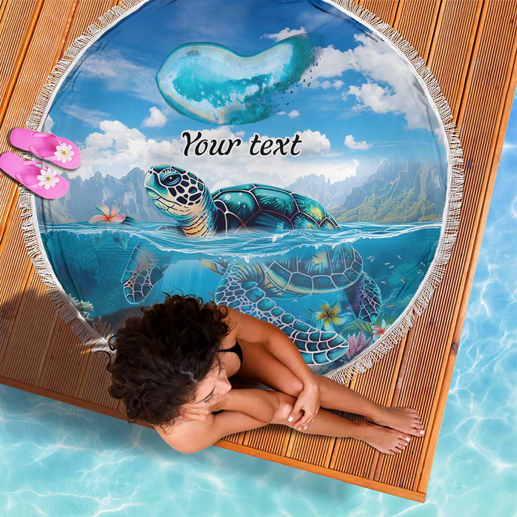 Personalised Palau Kayangel Atoll Beach Blanket Turtle With Coral Reef Under Water LT9 - Polynesian Pride