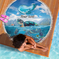 Personalised Palau Kayangel Atoll Beach Blanket Turtle With Coral Reef Under Water LT9 - Polynesian Pride