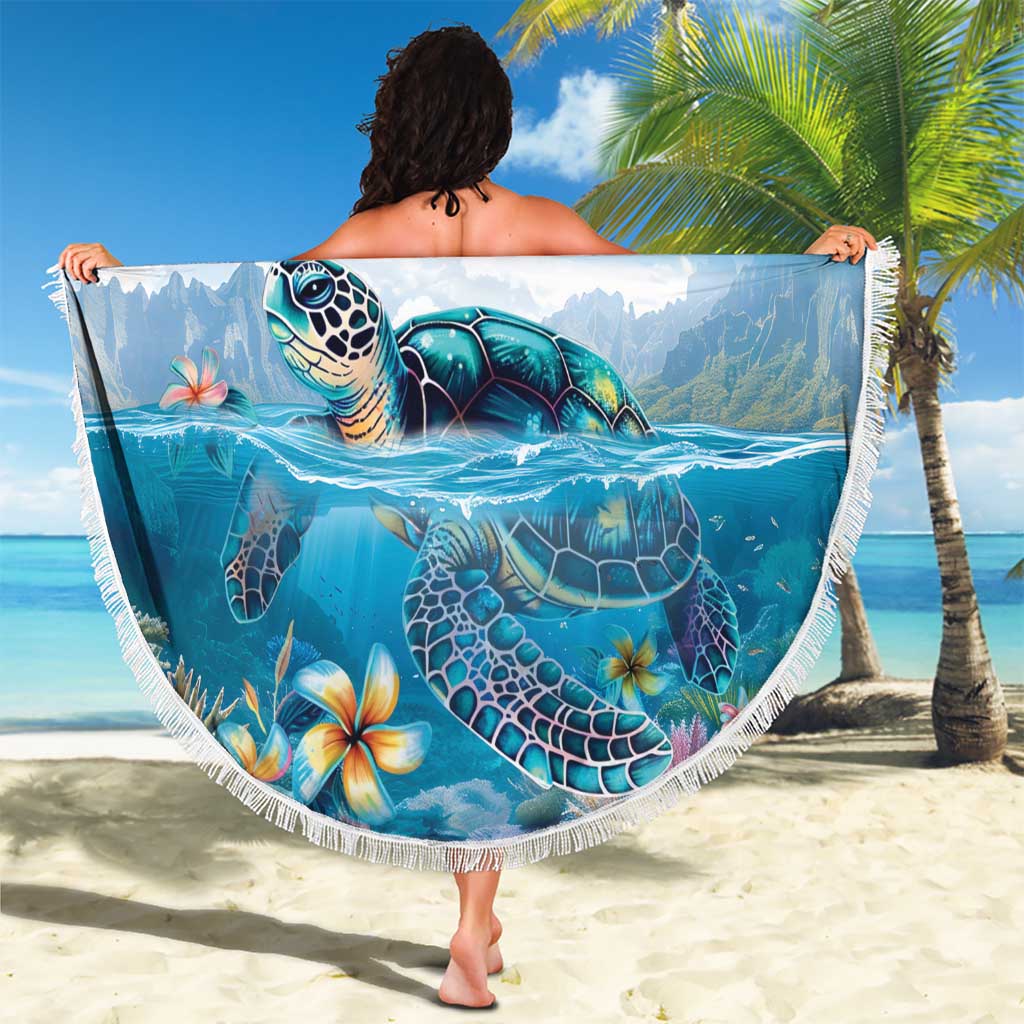 Personalised Palau Kayangel Atoll Beach Blanket Turtle With Coral Reef Under Water LT9 - Polynesian Pride