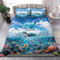 Personalised Palau Kayangel Atoll Bedding Set Turtle With Coral Reef Under Water LT9 - Polynesian Pride