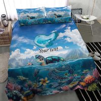 Personalised Palau Kayangel Atoll Bedding Set Turtle With Coral Reef Under Water LT9 - Polynesian Pride