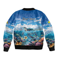 Personalised Palau Kayangel Atoll Bomber Jacket Turtle With Coral Reef Under Water LT9 - Polynesian Pride