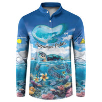 Personalised Palau Kayangel Atoll Button Sweatshirt Turtle With Coral Reef Under Water LT9 Blue - Polynesian Pride