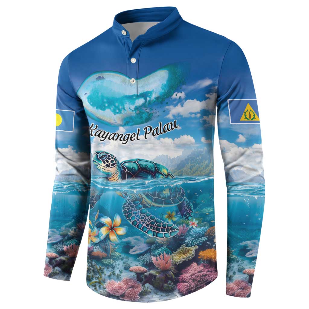 Personalised Palau Kayangel Atoll Button Sweatshirt Turtle With Coral Reef Under Water LT9 - Polynesian Pride