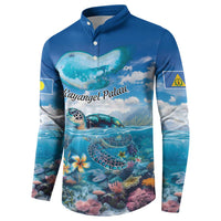 Personalised Palau Kayangel Atoll Button Sweatshirt Turtle With Coral Reef Under Water LT9 - Polynesian Pride