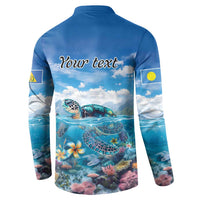 Personalised Palau Kayangel Atoll Button Sweatshirt Turtle With Coral Reef Under Water LT9 - Polynesian Pride