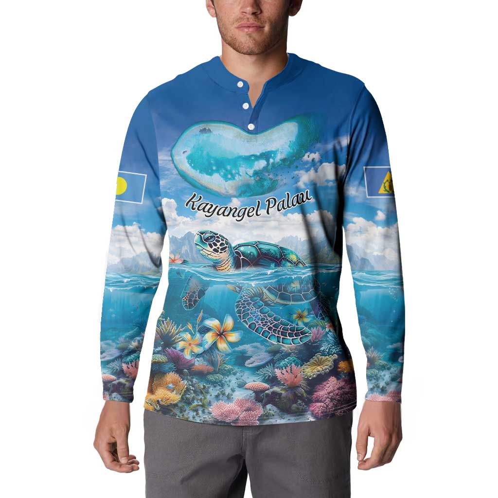 Personalised Palau Kayangel Atoll Button Sweatshirt Turtle With Coral Reef Under Water LT9 - Polynesian Pride