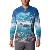Personalised Palau Kayangel Atoll Button Sweatshirt Turtle With Coral Reef Under Water LT9 - Polynesian Pride
