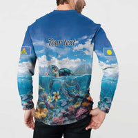 Personalised Palau Kayangel Atoll Button Sweatshirt Turtle With Coral Reef Under Water LT9 - Polynesian Pride