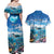 Personalised Palau Kayangel Atoll Couples Matching Off Shoulder Maxi Dress and Hawaiian Shirt Turtle With Coral Reef Under Water