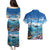 Personalised Palau Kayangel Atoll Couples Matching Puletasi and Hawaiian Shirt Turtle With Coral Reef Under Water