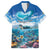 Personalised Palau Kayangel Atoll Family Matching Long Sleeve Bodycon Dress and Hawaiian Shirt Turtle With Coral Reef Under Water