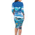 Personalised Palau Kayangel Atoll Family Matching Long Sleeve Bodycon Dress and Hawaiian Shirt Turtle With Coral Reef Under Water