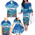 Personalised Palau Kayangel Atoll Family Matching Off The Shoulder Long Sleeve Dress and Hawaiian Shirt Turtle With Coral Reef Under Water