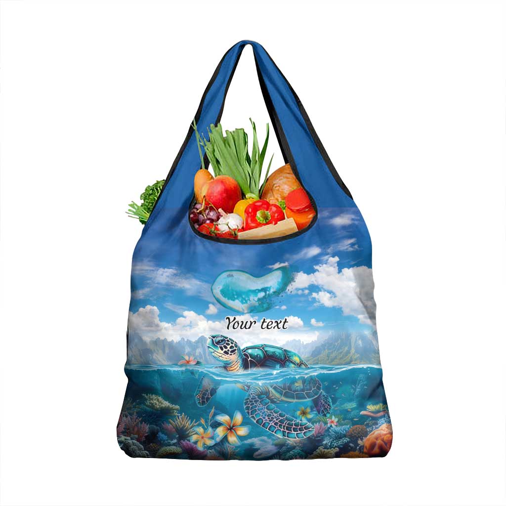 Personalised Palau Kayangel Atoll Grocery Bag Turtle With Coral Reef Under Water LT9 1-pack One Size Blue - Polynesian Pride
