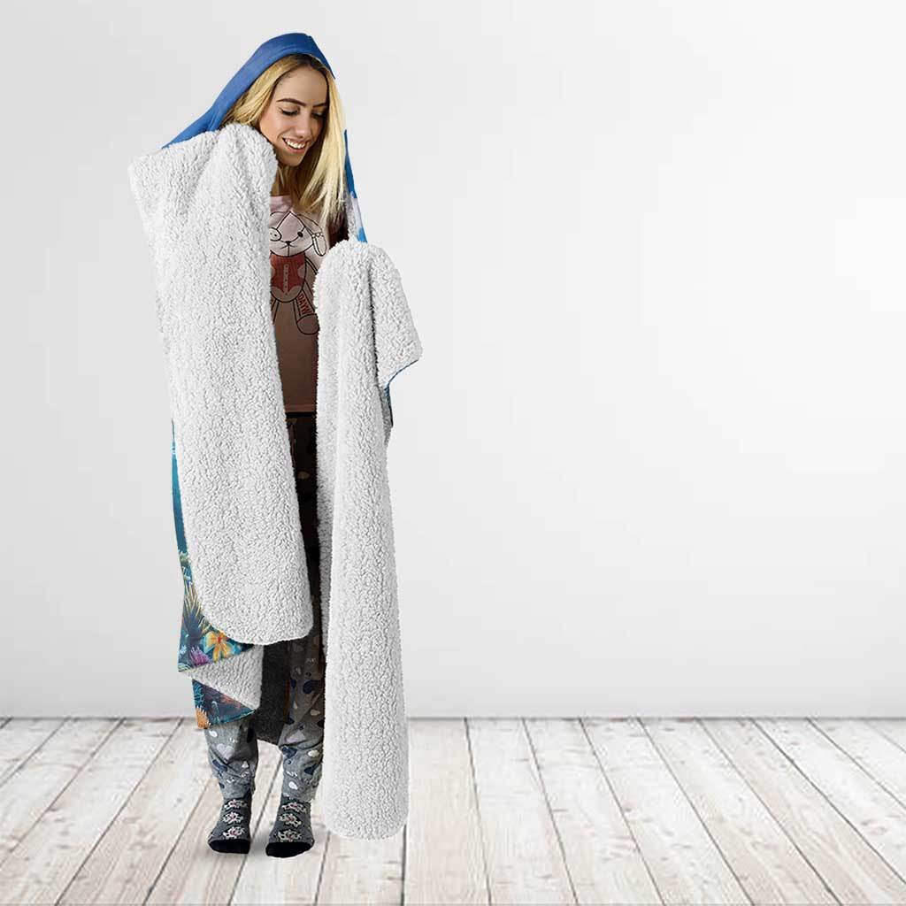 Personalised Palau Kayangel Atoll Hooded Blanket Turtle With Coral Reef Under Water LT9 - Polynesian Pride