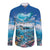 Personalised Palau Kayangel Atoll Long Sleeve Button Shirt Turtle With Coral Reef Under Water