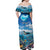 Personalised Palau Kayangel Atoll Off Shoulder Maxi Dress Turtle With Coral Reef Under Water