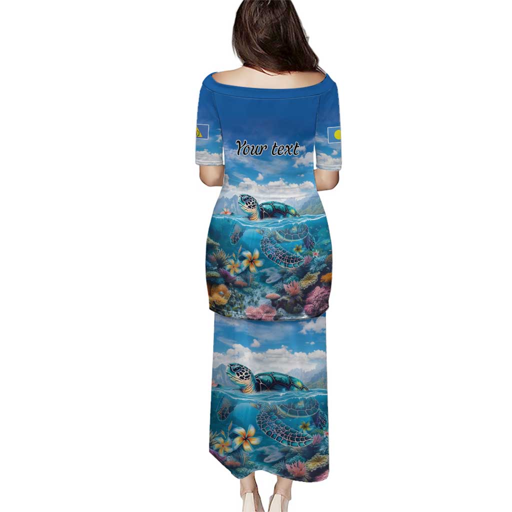 Personalised Palau Kayangel Atoll Puletasi Turtle With Coral Reef Under Water LT9 - Polynesian Pride