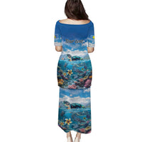 Personalised Palau Kayangel Atoll Puletasi Turtle With Coral Reef Under Water LT9 - Polynesian Pride