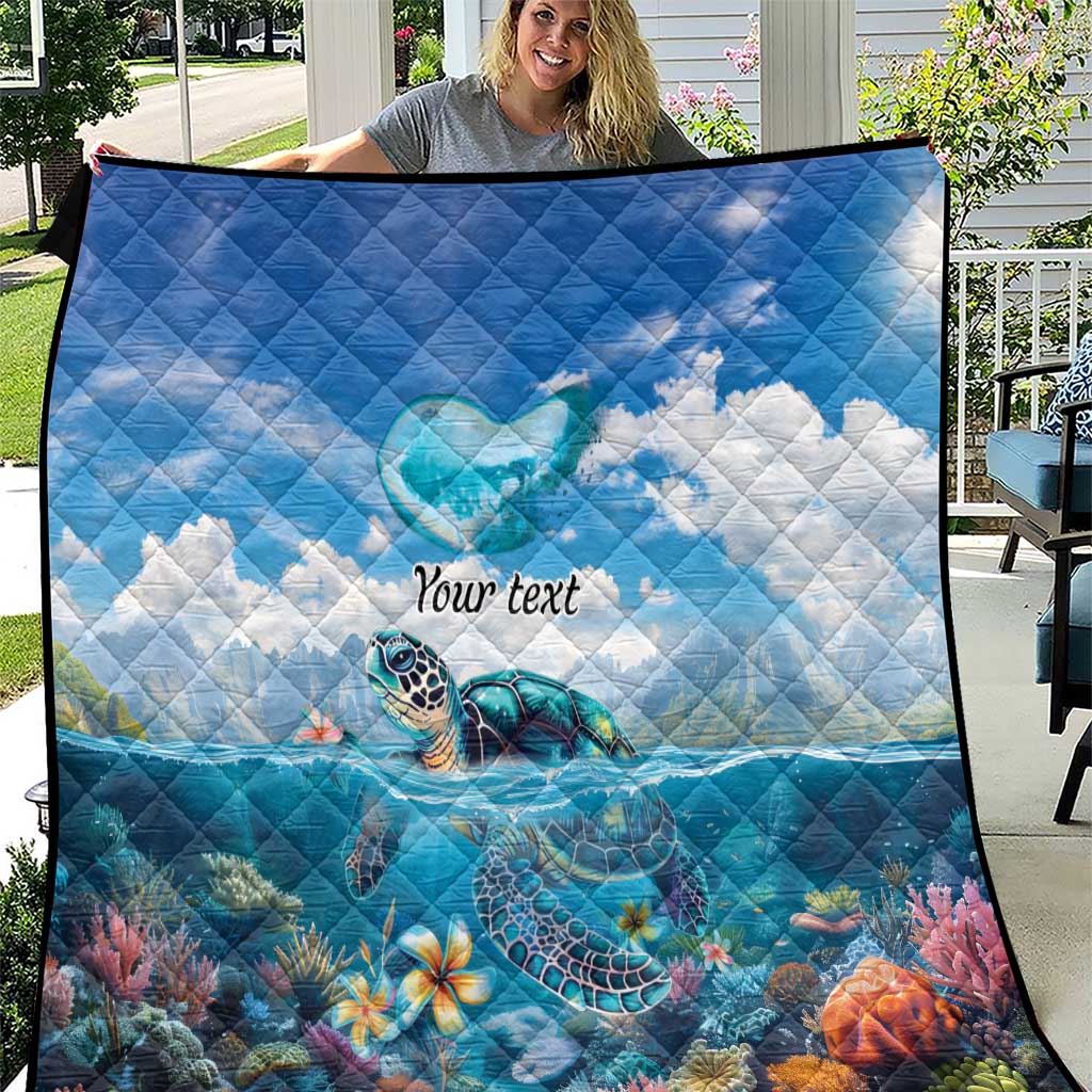 Personalised Palau Kayangel Atoll Quilt Turtle With Coral Reef Under Water LT9 Blue - Polynesian Pride
