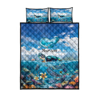 Personalised Palau Kayangel Atoll Quilt Bed Set Turtle With Coral Reef Under Water LT9 - Polynesian Pride