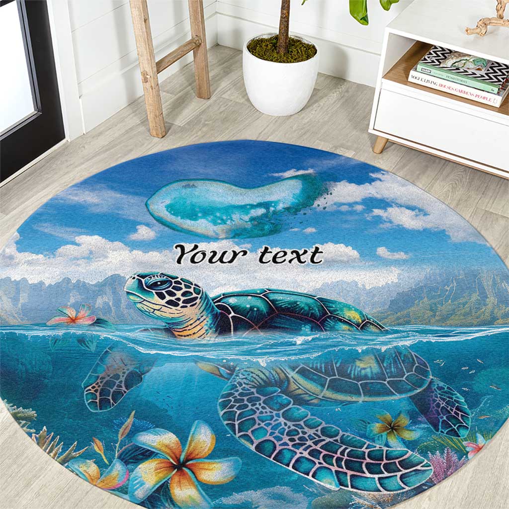 Personalised Palau Kayangel Atoll Round Carpet Turtle With Coral Reef Under Water LT9 Blue - Polynesian Pride