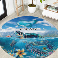 Personalised Palau Kayangel Atoll Round Carpet Turtle With Coral Reef Under Water LT9 Blue - Polynesian Pride