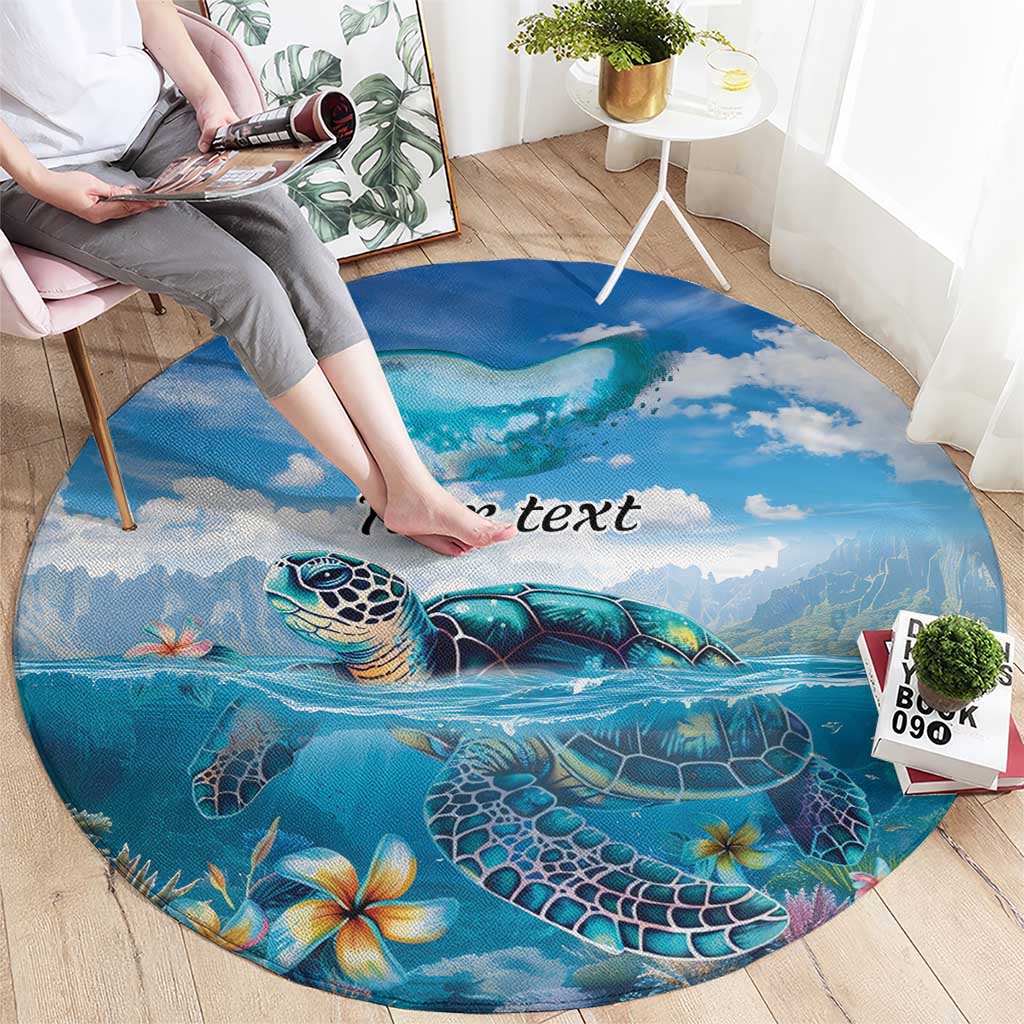 Personalised Palau Kayangel Atoll Round Carpet Turtle With Coral Reef Under Water LT9 - Polynesian Pride