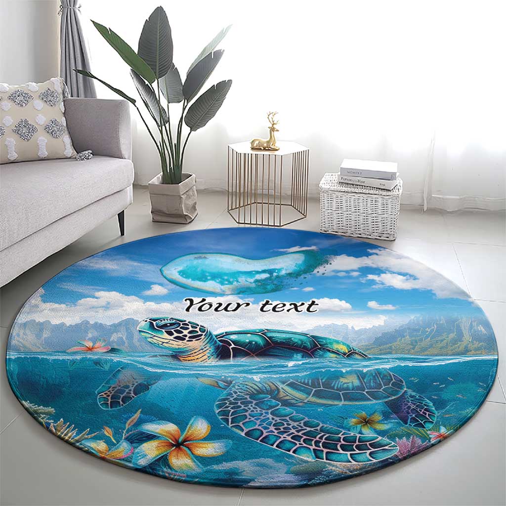 Personalised Palau Kayangel Atoll Round Carpet Turtle With Coral Reef Under Water LT9 - Polynesian Pride