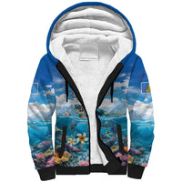 Personalised Palau Kayangel Atoll Sherpa Hoodie Turtle With Coral Reef Under Water LT9 Unisex Blue - Polynesian Pride