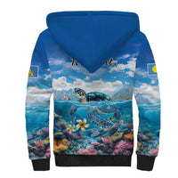 Personalised Palau Kayangel Atoll Sherpa Hoodie Turtle With Coral Reef Under Water LT9 - Polynesian Pride