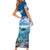 Personalised Palau Kayangel Atoll Short Sleeve Bodycon Dress Turtle With Coral Reef Under Water