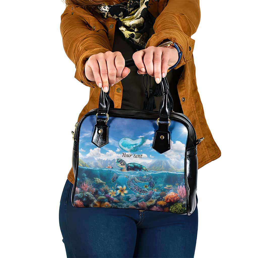 Personalised Palau Kayangel Atoll Shoulder Handbag Turtle With Coral Reef Under Water LT9 One Size Blue - Polynesian Pride