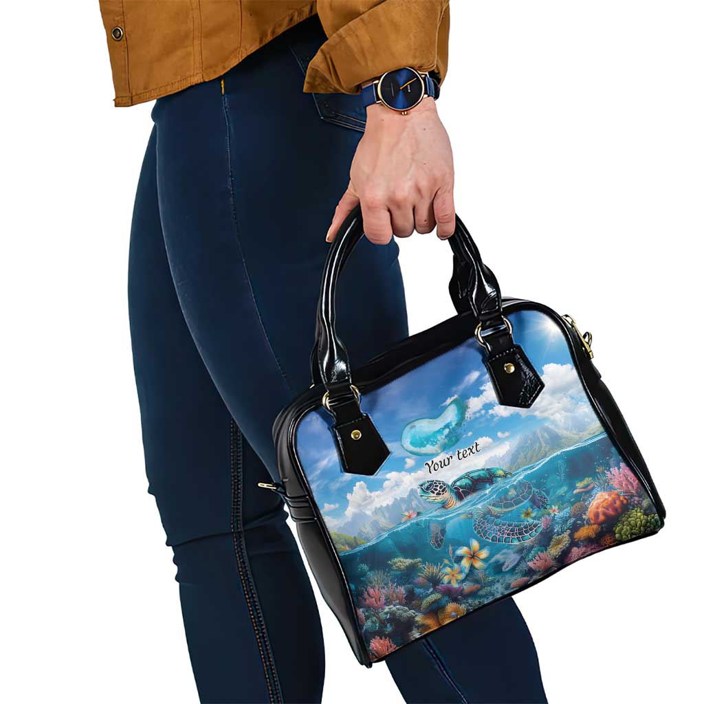 Personalised Palau Kayangel Atoll Shoulder Handbag Turtle With Coral Reef Under Water LT9 - Polynesian Pride