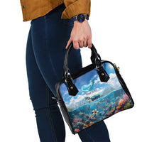 Personalised Palau Kayangel Atoll Shoulder Handbag Turtle With Coral Reef Under Water LT9 - Polynesian Pride