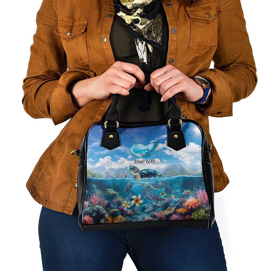 Personalised Palau Kayangel Atoll Shoulder Handbag Turtle With Coral Reef Under Water LT9 - Polynesian Pride