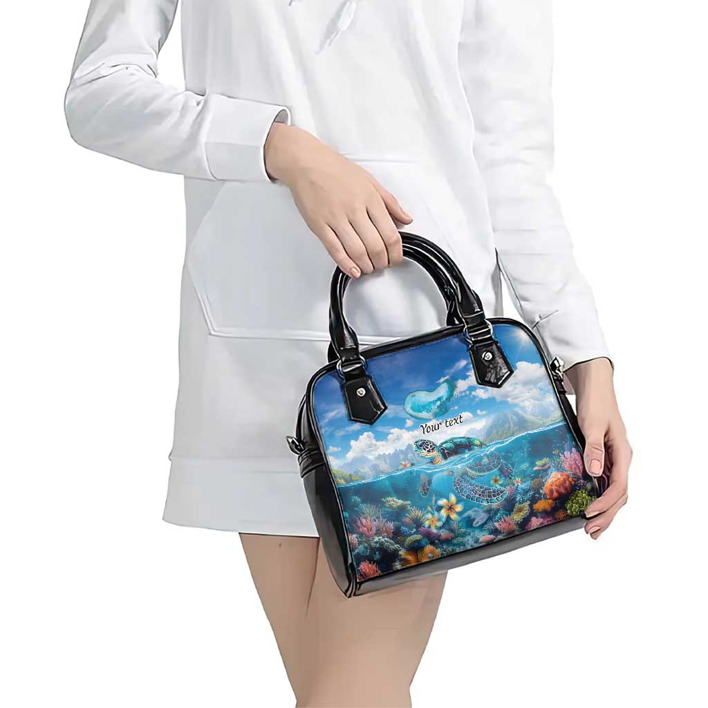 Personalised Palau Kayangel Atoll Shoulder Handbag Turtle With Coral Reef Under Water LT9 - Polynesian Pride