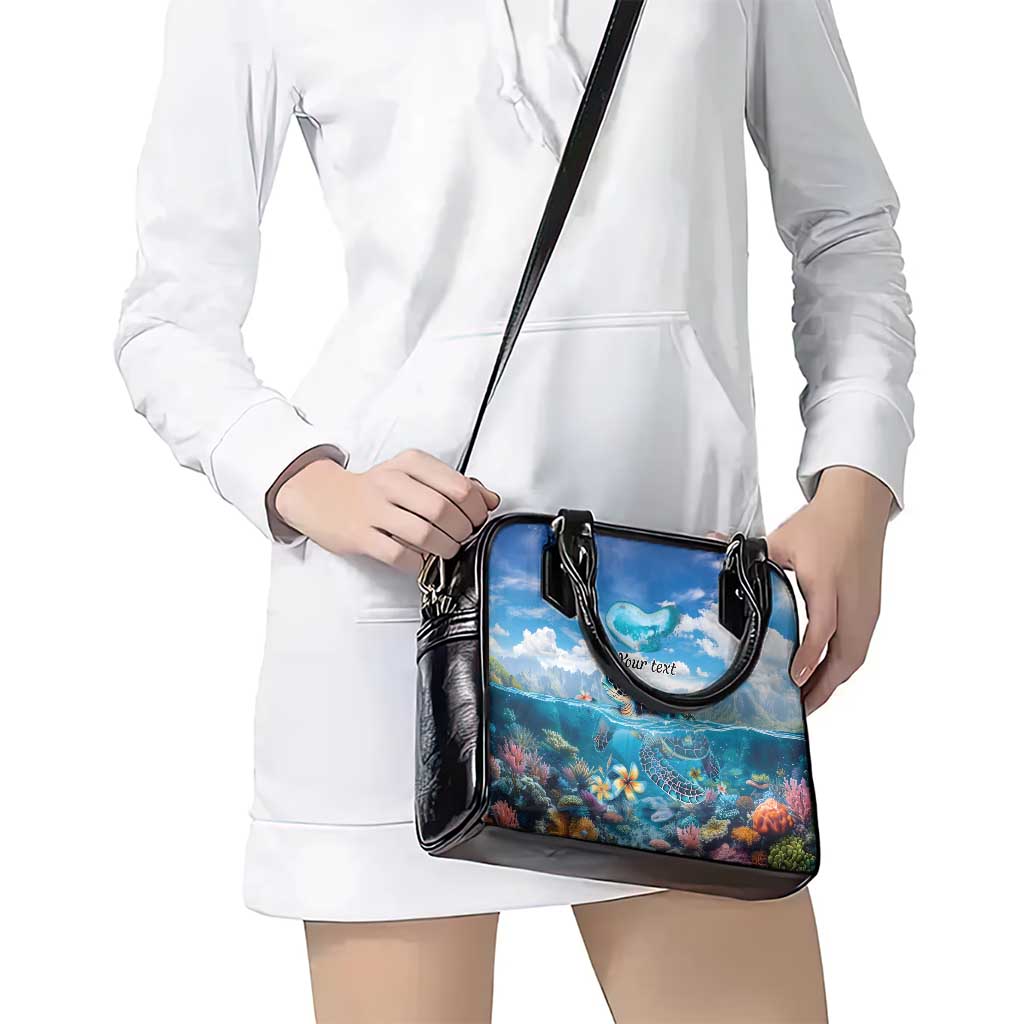 Personalised Palau Kayangel Atoll Shoulder Handbag Turtle With Coral Reef Under Water LT9 - Polynesian Pride
