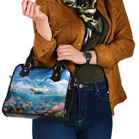 Personalised Palau Kayangel Atoll Shoulder Handbag Turtle With Coral Reef Under Water LT9 - Polynesian Pride