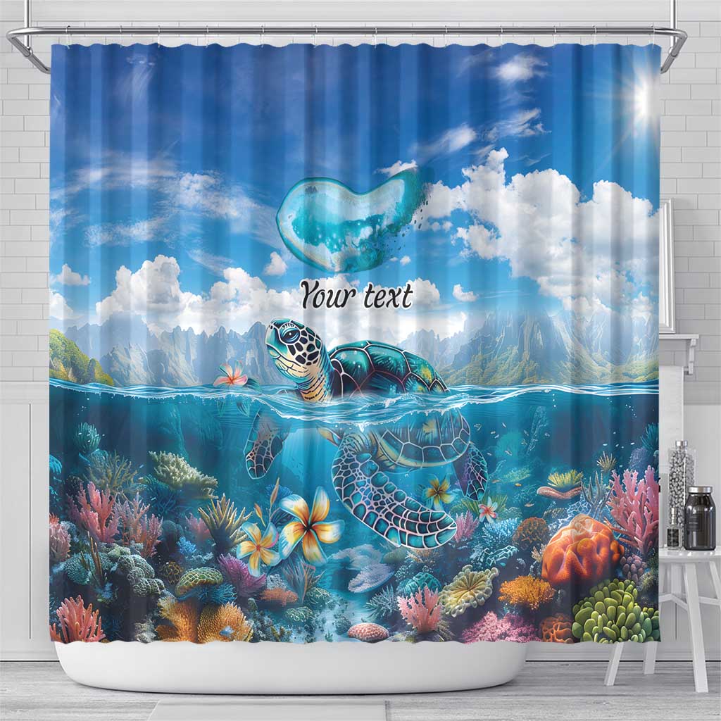 Personalised Palau Kayangel Atoll Shower Curtain Turtle With Coral Reef Under Water LT9 - Polynesian Pride