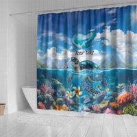Personalised Palau Kayangel Atoll Shower Curtain Turtle With Coral Reef Under Water LT9 - Polynesian Pride