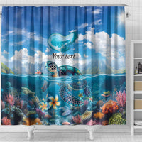 Personalised Palau Kayangel Atoll Shower Curtain Turtle With Coral Reef Under Water LT9 - Polynesian Pride