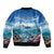 Personalised Palau Kayangel Atoll Sleeve Zip Bomber Jacket Turtle With Coral Reef Under Water