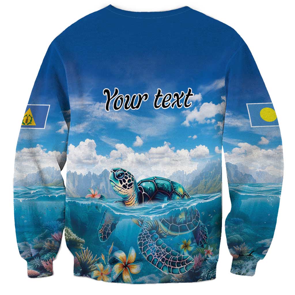 Personalised Palau Kayangel Atoll Sweatshirt Turtle With Coral Reef Under Water LT9 - Polynesian Pride