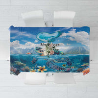 Personalised Palau Kayangel Atoll Tablecloth Turtle With Coral Reef Under Water LT9 Blue - Polynesian Pride