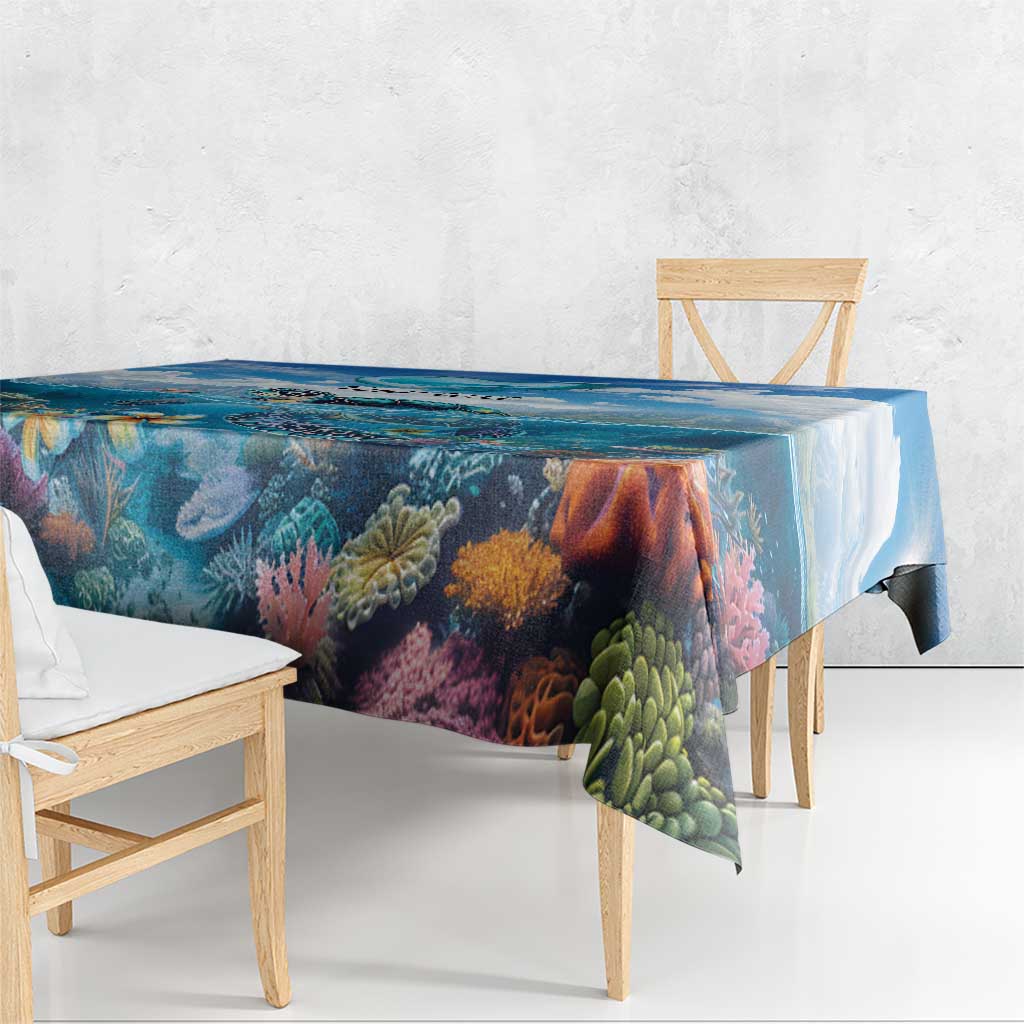 Personalised Palau Kayangel Atoll Tablecloth Turtle With Coral Reef Under Water LT9 - Polynesian Pride