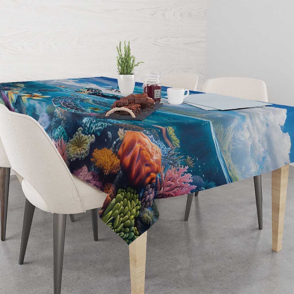 Personalised Palau Kayangel Atoll Tablecloth Turtle With Coral Reef Under Water LT9 - Polynesian Pride